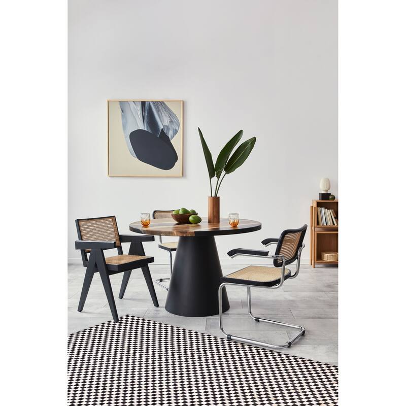 ECARPETGALLERY Handmade Cowhide Patchwork Black, Cream Leather Rug - 8'1 x 10'0