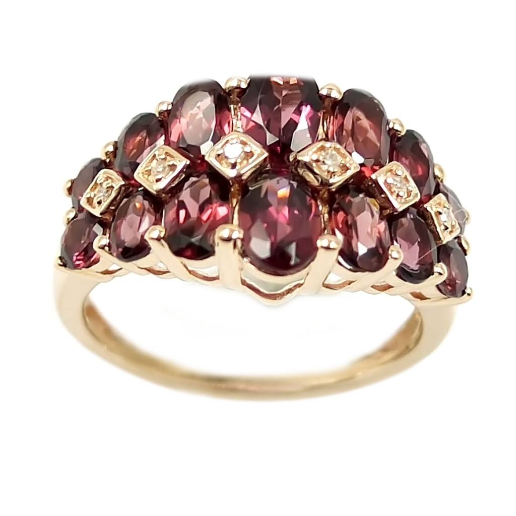 10Kt Rose Gold Rhodolite Garnet and Diamond Ring