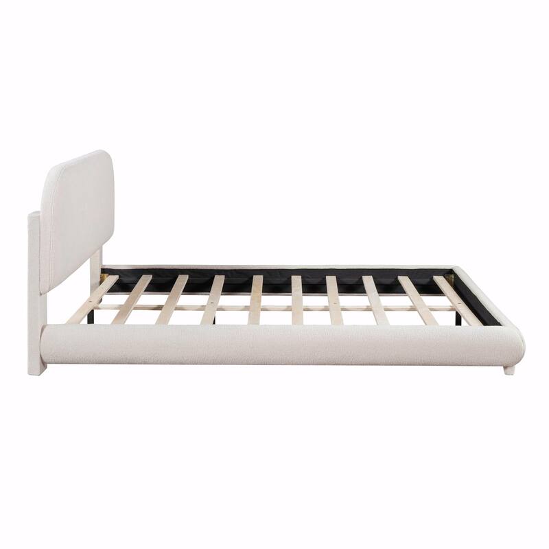 Teddy Fleece Upholstered Platform Bed with Stylish Curve-shaped Design
