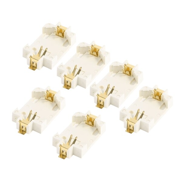 Unique Bargains 6PCS Off White Plastic Button Cell Battery Socket Holder Case for CR2032