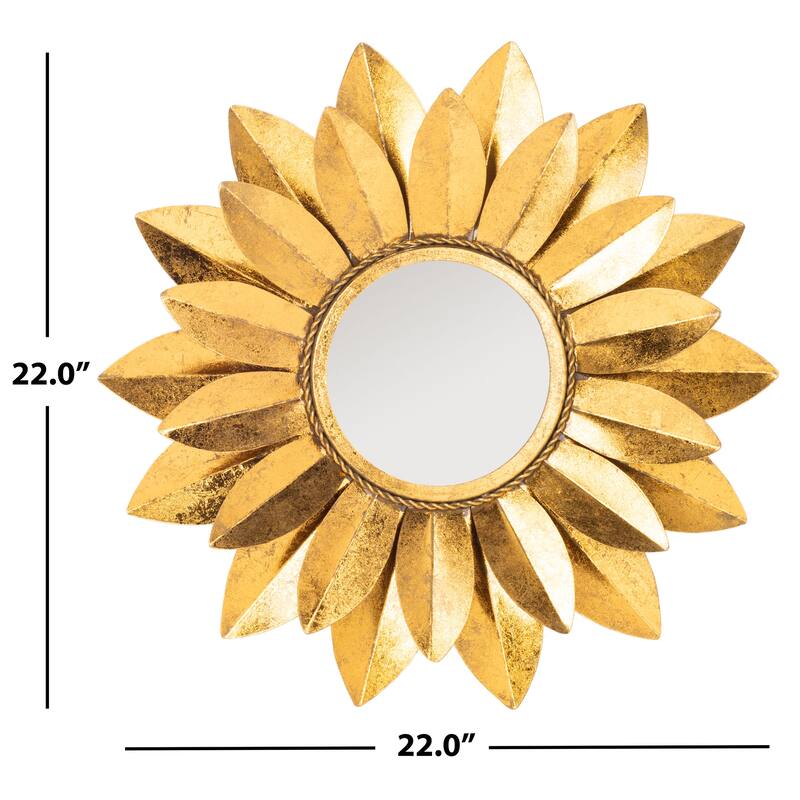 SAFAVIEH Haylee 22-inch Gold Flower Round Mirror - 22" W x 3" L x 22" H - 22Wx3Dx22H