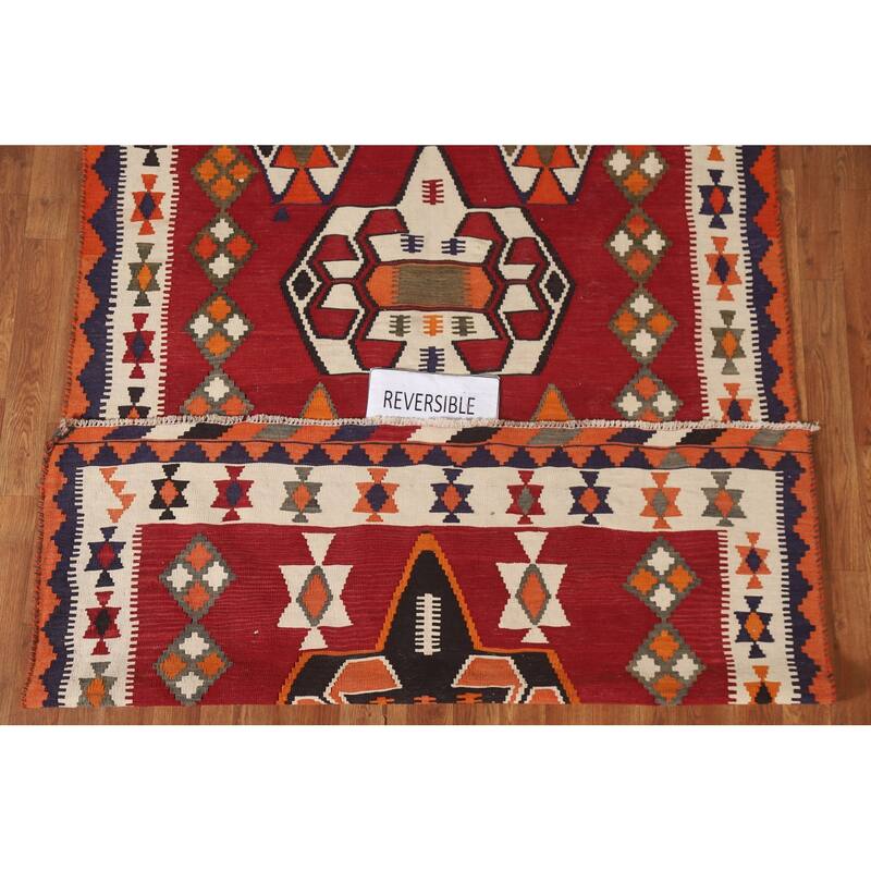 Vegetable Dye Kilim Qashqai Persian Area Rug Hand-Woven Wool Carpet - 4'7"x 8'0"