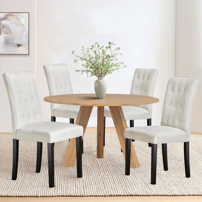 Tufted Upholstered Fabric Dining Room Chairs Set of 6 Button Parsons Diner Chair Kitchen Chairs, 3 Package
