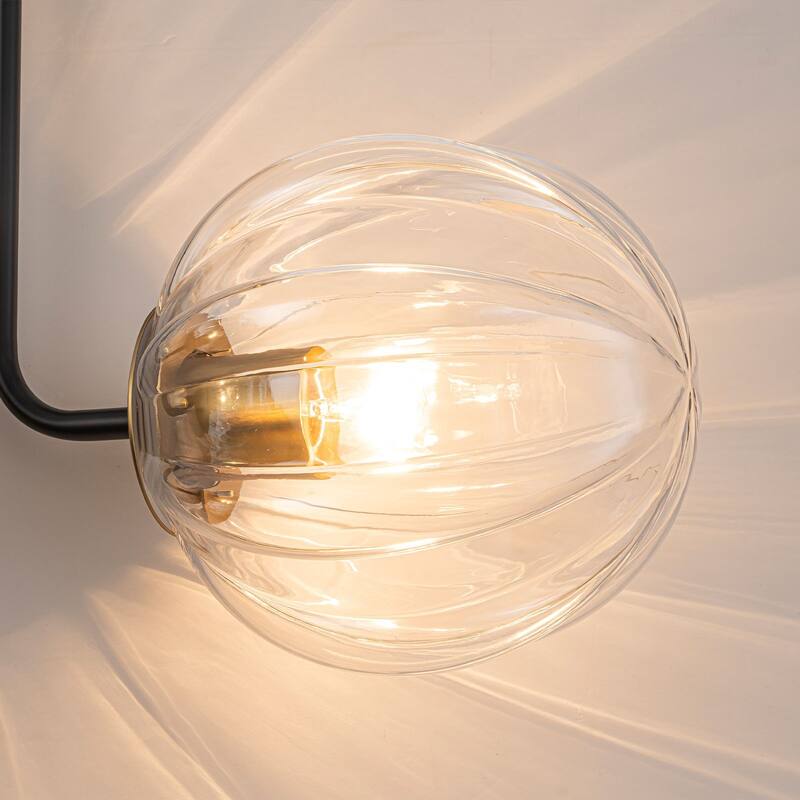 3-Light Contemporary Semi Flush Mount with Ripple Glass