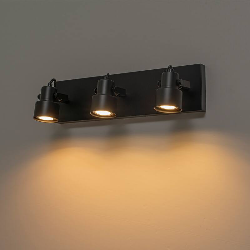Modern 3-Light Rotatable Vanity Light Bathroom Wall Sconce - Black