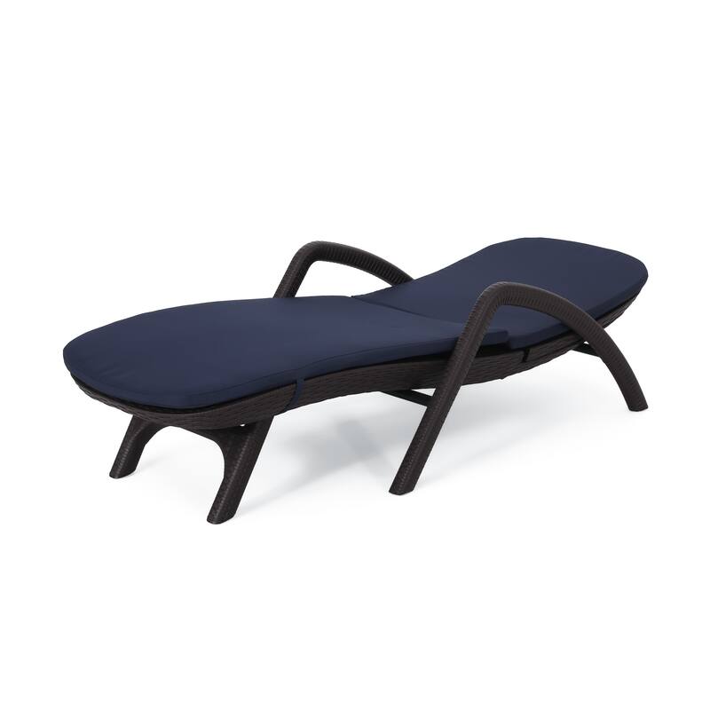 Outdoor Chaise Lounge Chair with Cushion, Adjustable Backrest Recliner Sun Lounger