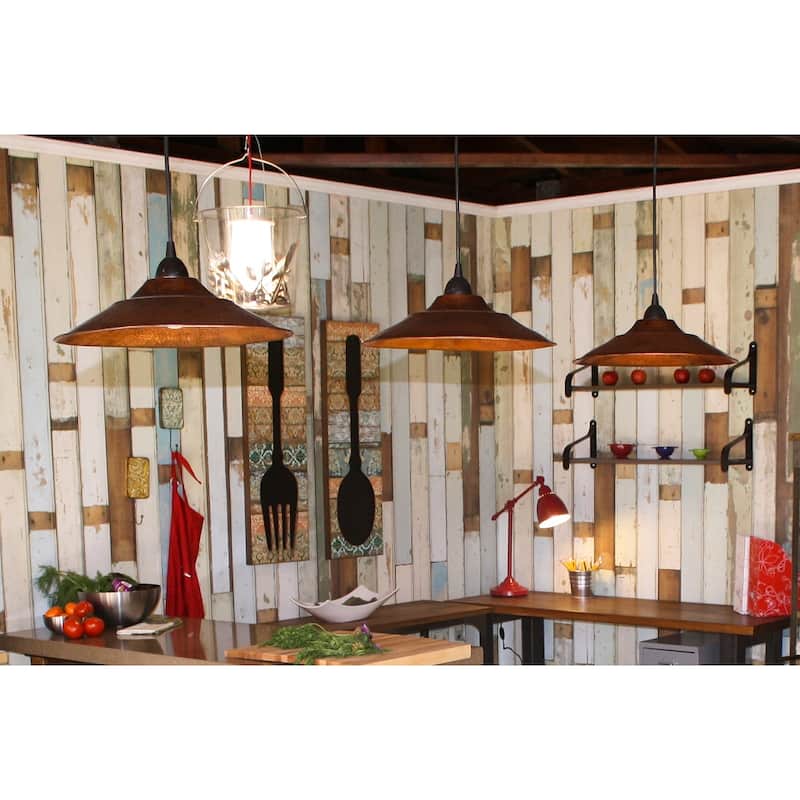 Hammered Copper 13-in Large Pendant Light Shade in Oil Rubbed Bronze (SH-L400DB)