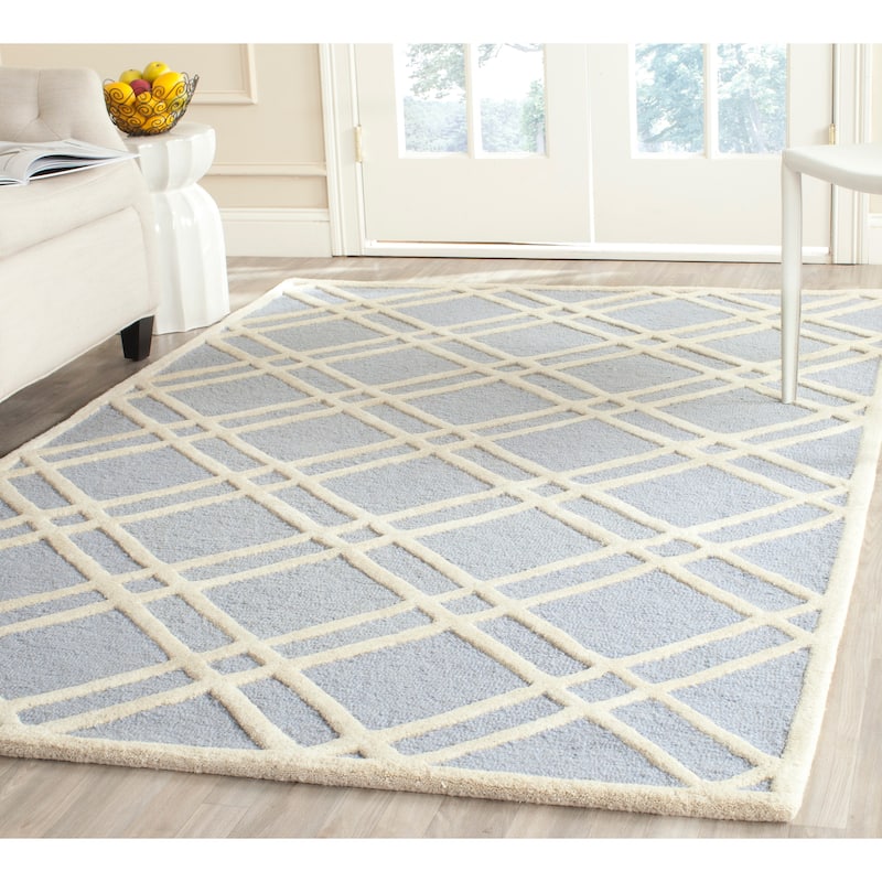 SAFAVIEH Handmade Cambridge Polona Modern Moroccan Wool Rug - 8' x 10' - Light Blue/Ivory