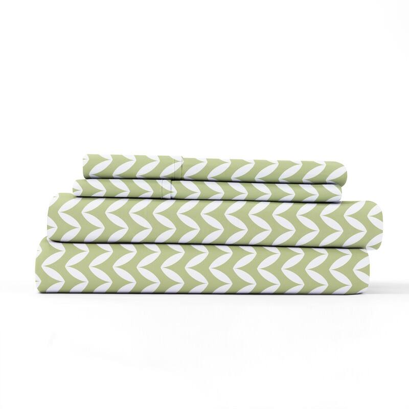 Becky Cameron Puffed Chevron Pattern 4 Piece Deep Pocket Bed Sheet Set