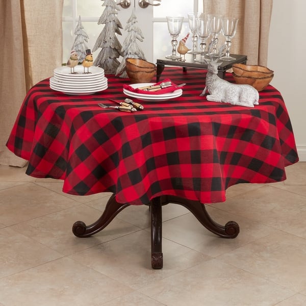Shop Casual Tablecloth With Buffalo Plaid Design On Sale