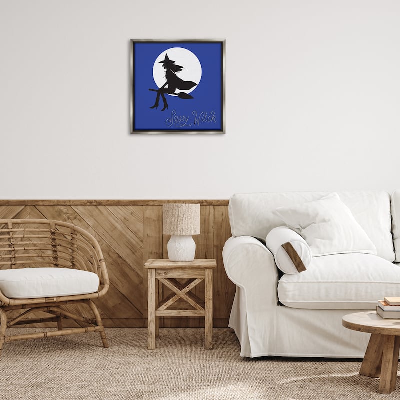 Stupell Sassy Witch & Full Moon Framed Floater Canvas Wall Art Design By Sazerelli Designs