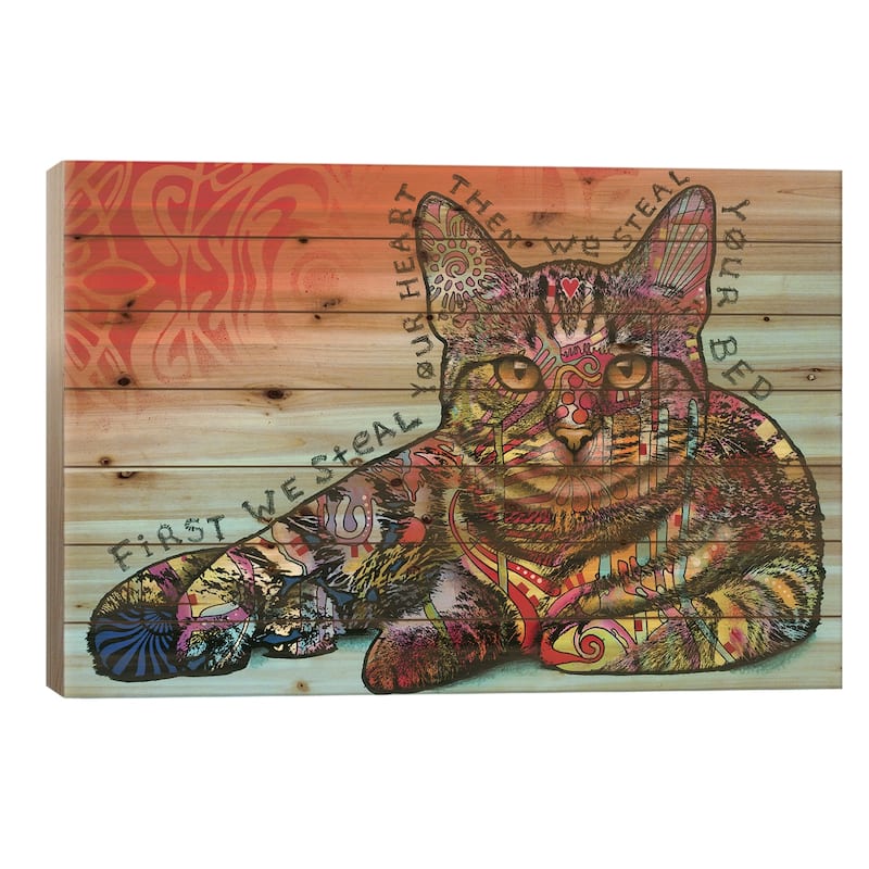 Steal Your Bed Print On Wood by Dean Russo - Multi-Color - 26x40x1.5