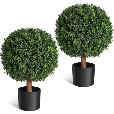 24 Inch Artificial Topiary Boxwood Ball Trees, Set of 2 - 24 inch
