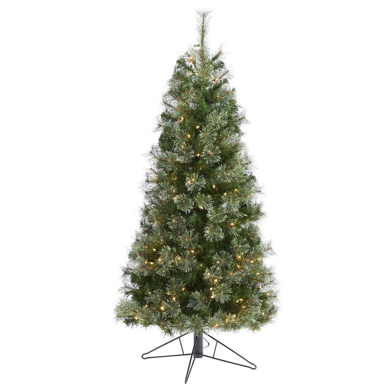 5ft. Cashmere Slim Artificial Christmas Tree with 250 Warm White Lights and 408 Branches - Elegant Holiday X-Mas Tree