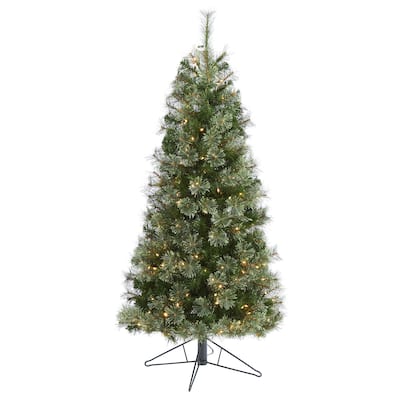 5ft. Cashmere Slim Artificial Christmas Tree with 250 Warm White Lights and 408 Branches - Elegant Holiday X-Mas Tree