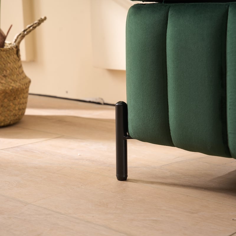 49.21" Velvet Upholstered Storage Bench, End of Bed Footstool Ottomanwith Metal Legs, Foot Rest for Bedroom, Entryway