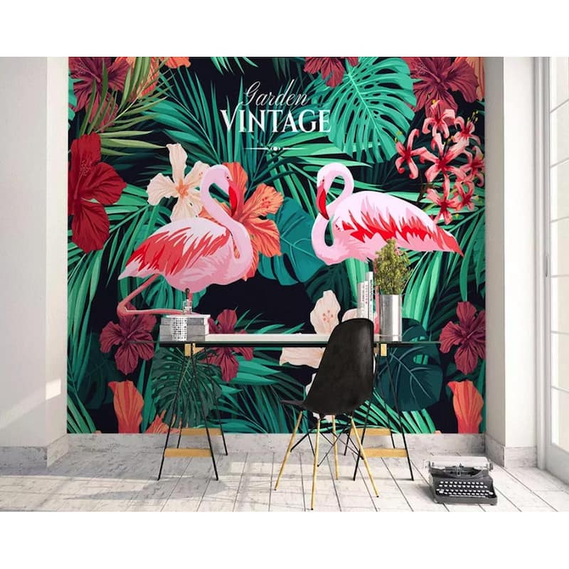 GK Wall Design Flamingo Tropical Leaf Mirabilis Wallpaper