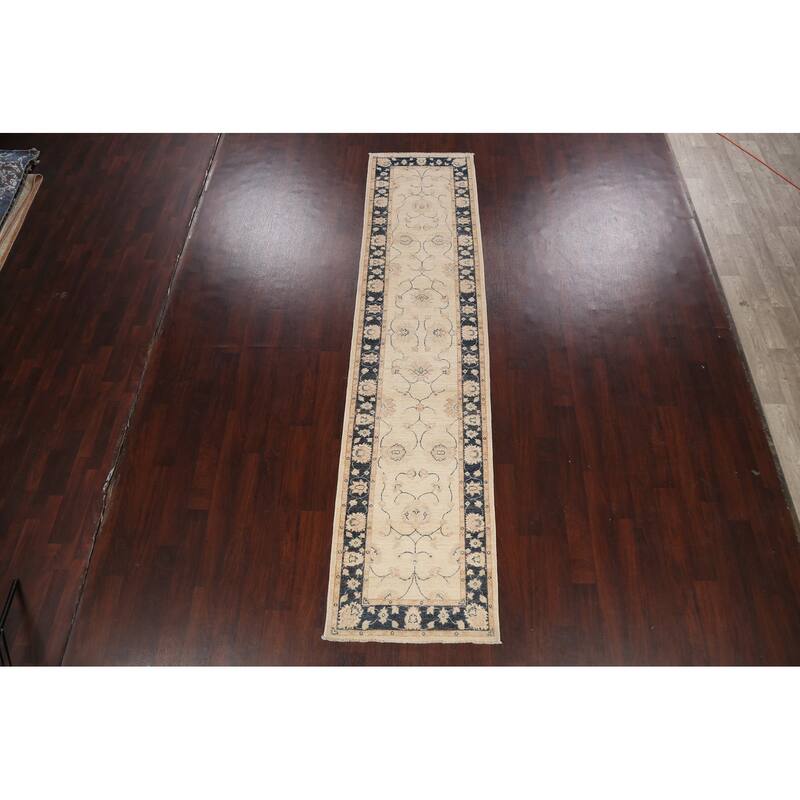 Vegetable Dye Peshawar Chobi Oriental Runner Rug Wool Hand-knotted - 2'8" x 11'6"