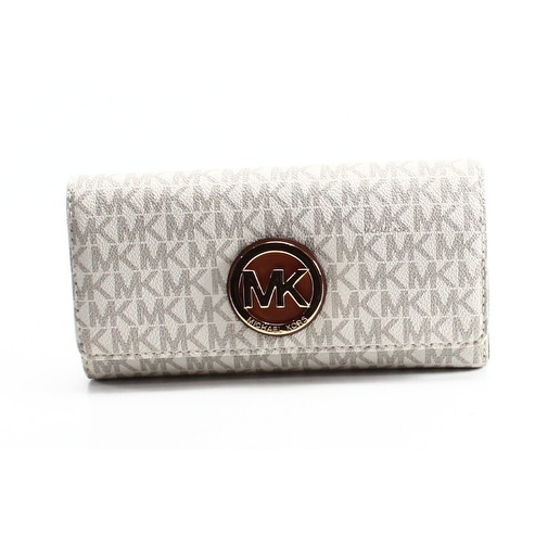 Michael Kors NEW Ivory Vanilla Signature Fulton Carryall Wallet Clutch
