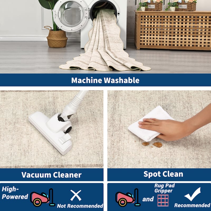 Garvee Scallop Solid Washable Area Rug