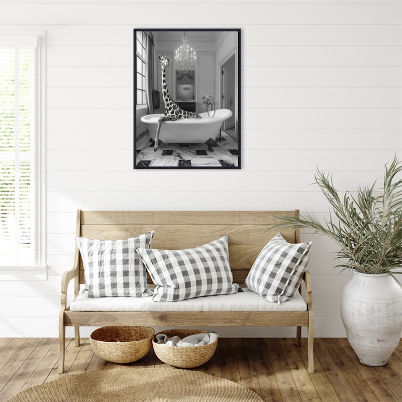 Giraffe Glam Soak by Niky Rahner Framed Canvas Wall Art