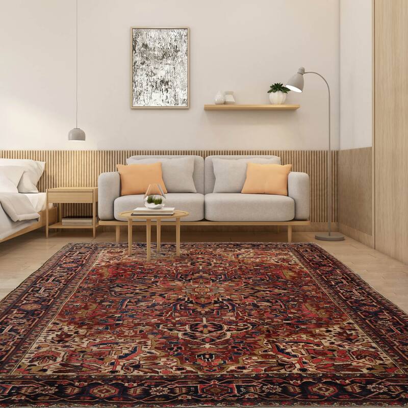 Hand Knotted Heriz Rust Persian Wool Traditional Oriental Area Rug - 8' 3'' x 11' 3''