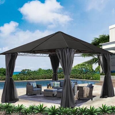 ABCCANOPY Hardtop Patio Gazebo Steel Frame with Privacy Curtains