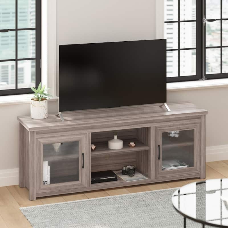 Classic TV Stand for up to 80" TVs-Glass Fronted Doors-Modern Finish