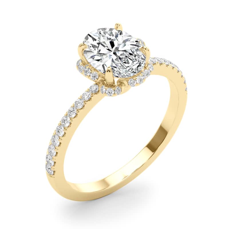 Auriya 14k Yellow Gold Lab Grown Oval Diamond Halo Engagement Ring 0.50 to 5.00 ct. tw. (F-G VS)
