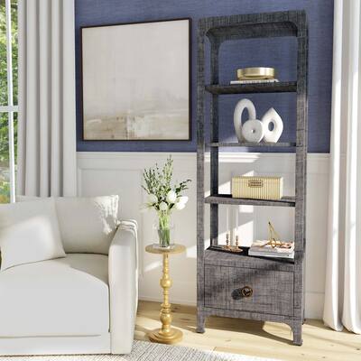 Chatham 4-Tier 1-Drawer Raffia Etagere Bookcase