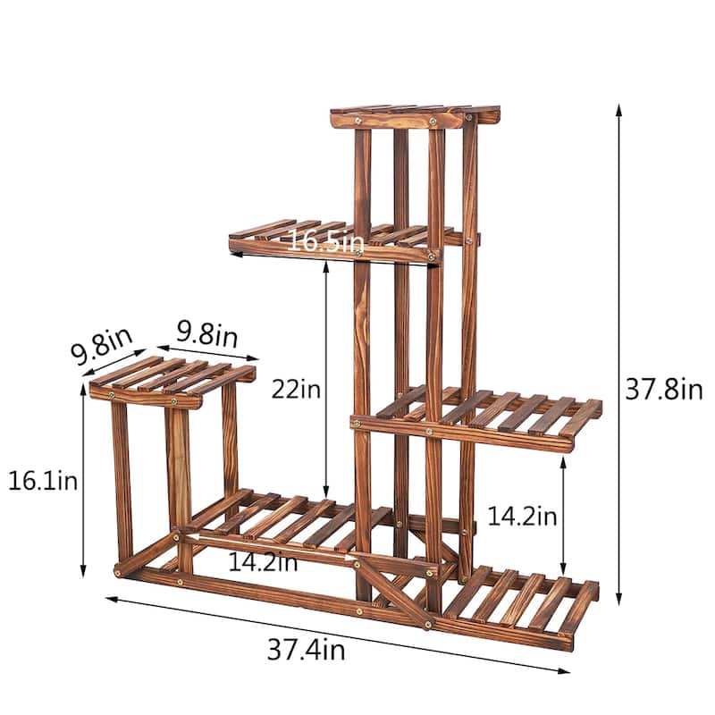 Multi Tier Wood Flower Rack Plant Stand Shelves Bonsai Display Indoor