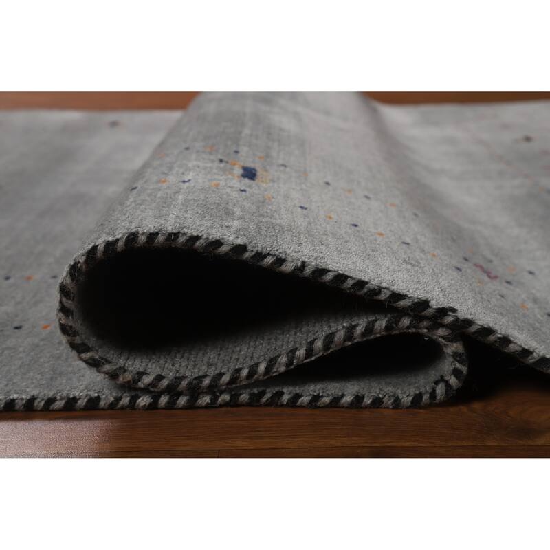 Hand Knotted Oriental 100% Wool Carpet Tribal Tribal Greys & Charcoal Gabbeh Area Rug - 7' 9'' X 4' 11''