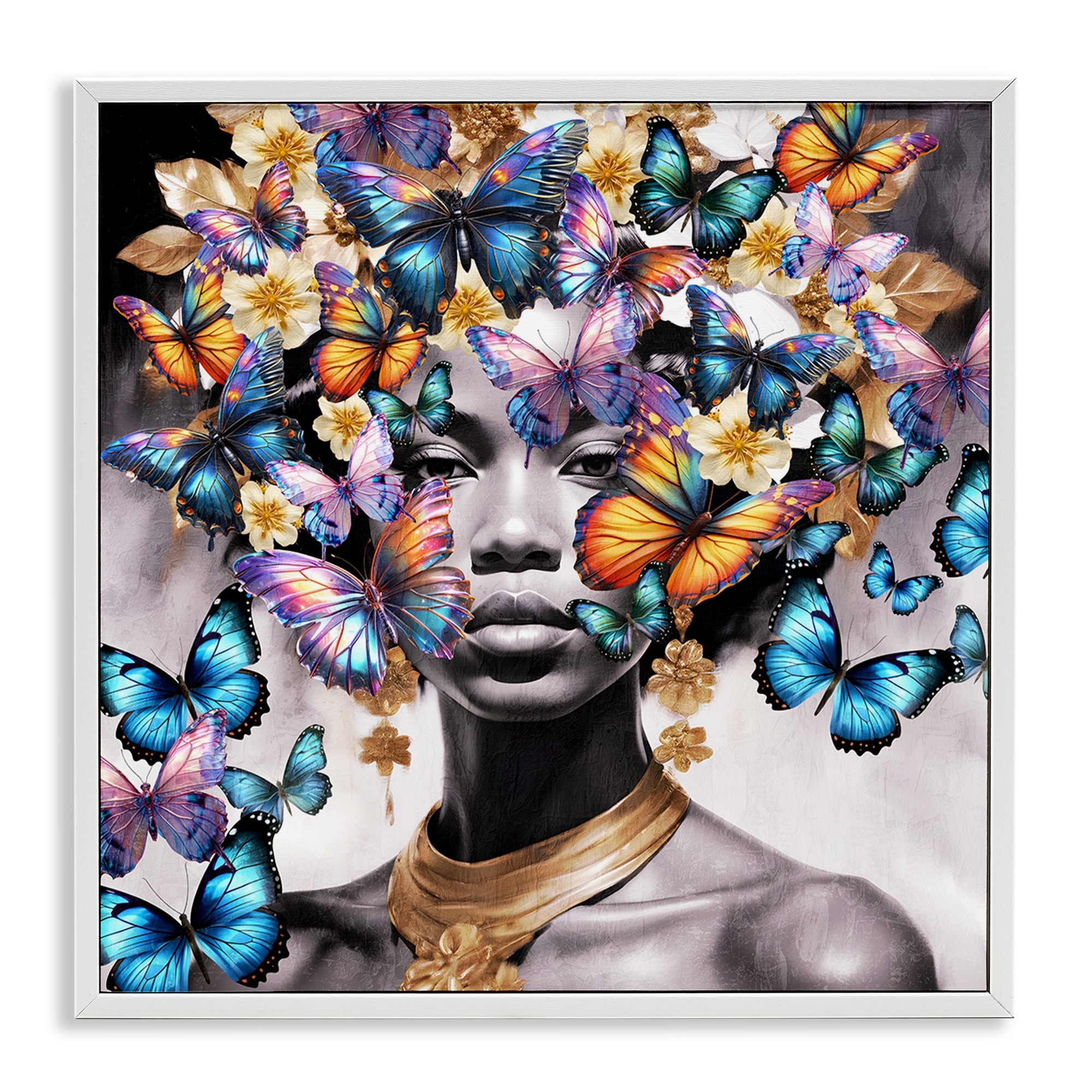 Stupell Butterfly Flight Female Portrait Framed Giclee Art Design By Kim Allen