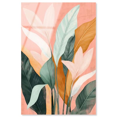 Peach and Palm Acrylic by Art Remedy, Ready to Hang