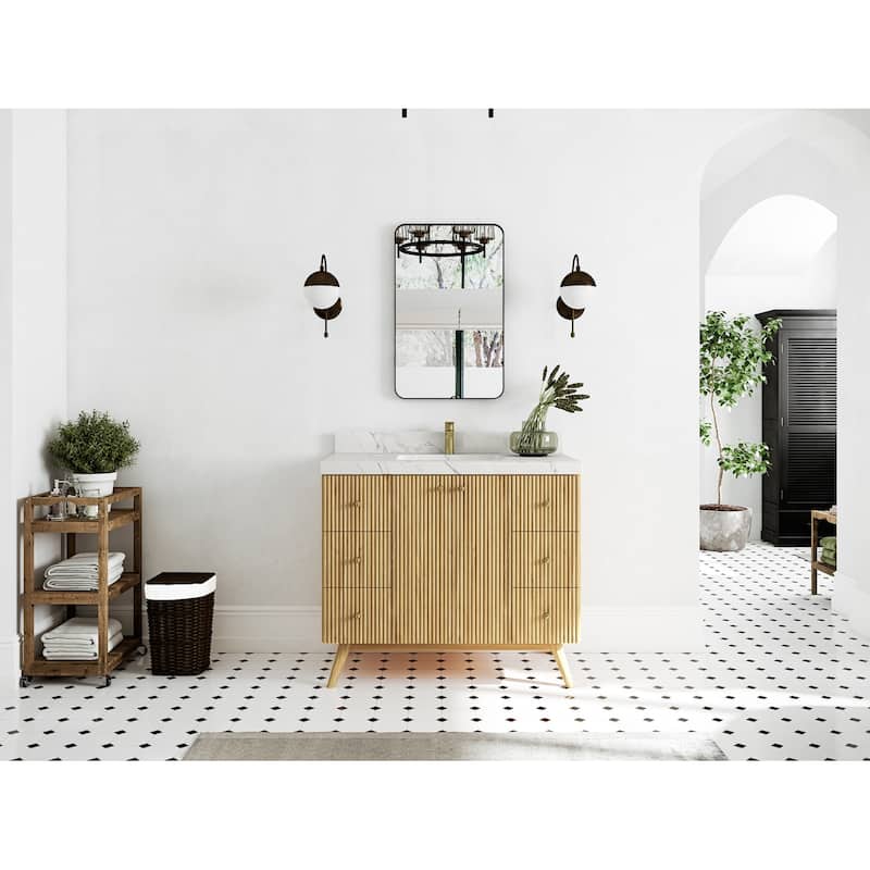 Willow Collections 42 in. W x 22 in. D Pasadena Solid TeakSingle Sink Bathroom Vanity with Countertop