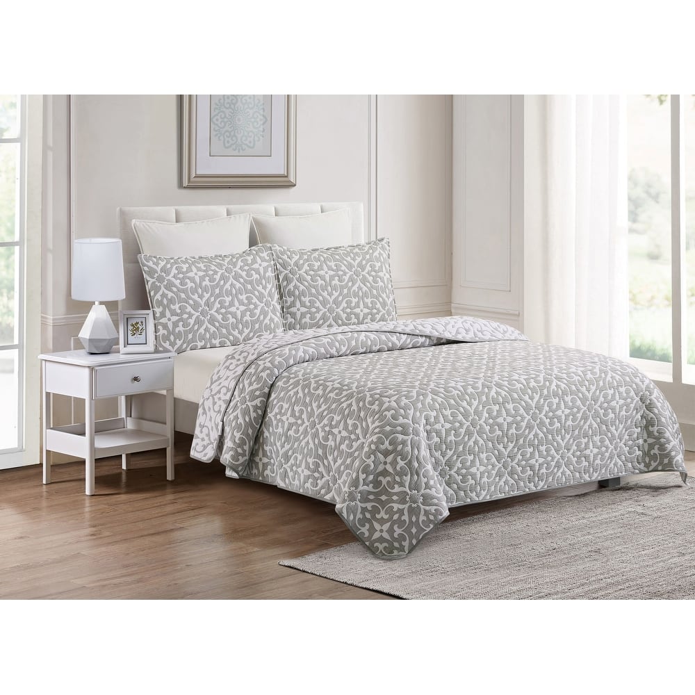 Medallion Jacquard Cotton Cover Quilt Set - Reversible and Machine Washable