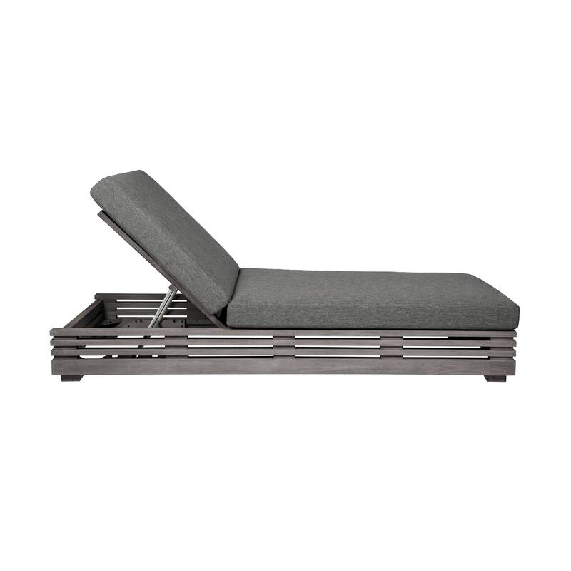 Hida Chaise Lounge Chair, Gray Eucalyptus, Olefin Cushions, 82 Inch