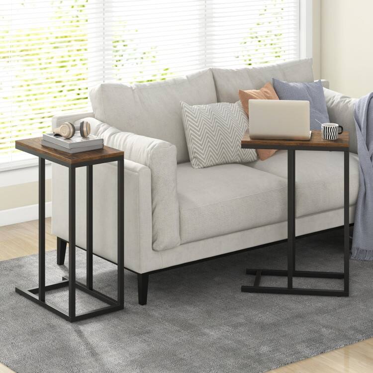 Metal Frame C End Table for Living Room Bedroom or Small Space