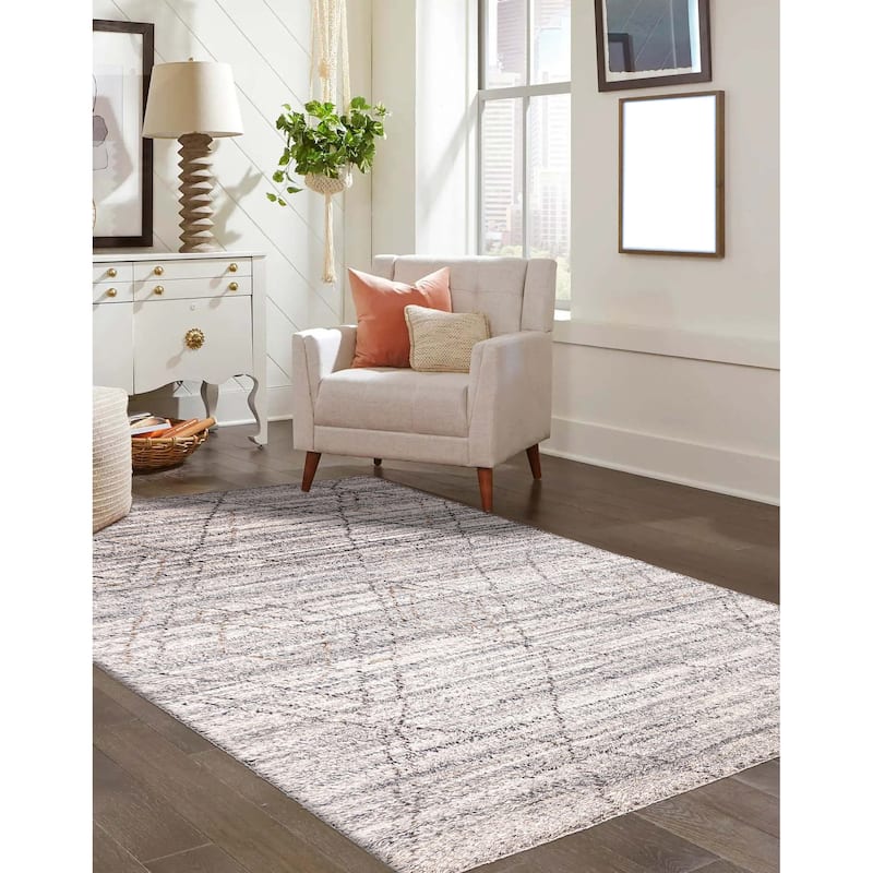 ECARPETGALLERY Hand-knotted Tangier Grey Wool Rug - 5'1 x 8'2