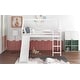 preview thumbnail 15 of 13, Stylish and Playful Design Wood Loft Bed with Slide, Ladder and Roof, Twin size, White
