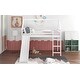 preview thumbnail 17 of 30, Twin Loft House Bed with Ladder and Slide, White