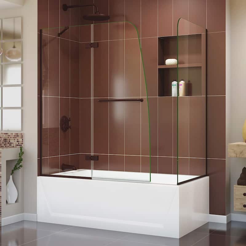 DreamLine Aqua Ultra 57-60 in. W x 30 in. D x 58 in. H Hinged Tub Door with Return Panel - 30" x 57" - 60" - Brown