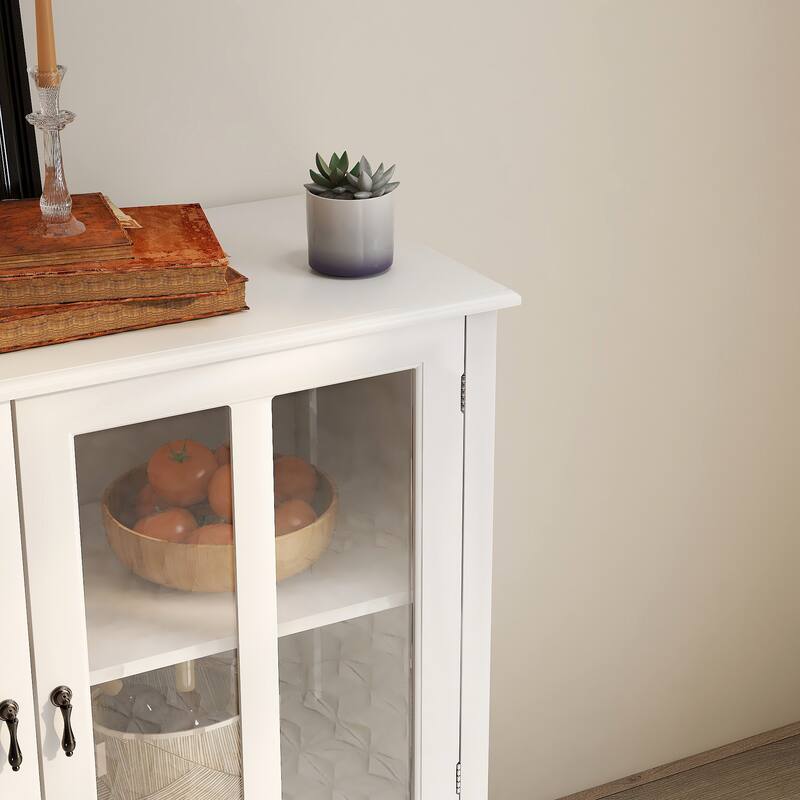 With double glass doors and unique bell handle,Buffet storage cabinet