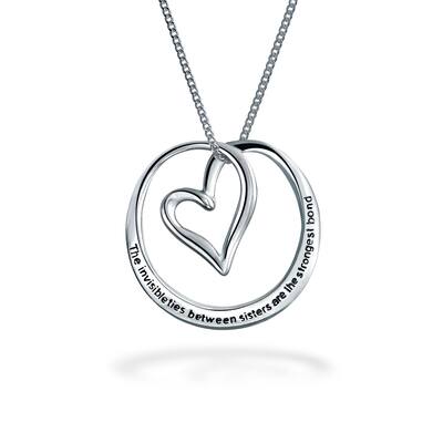Inspirational Mantra Circle Pendant Necklace Rose Gold Sterling Silver for Teens - Silver A
