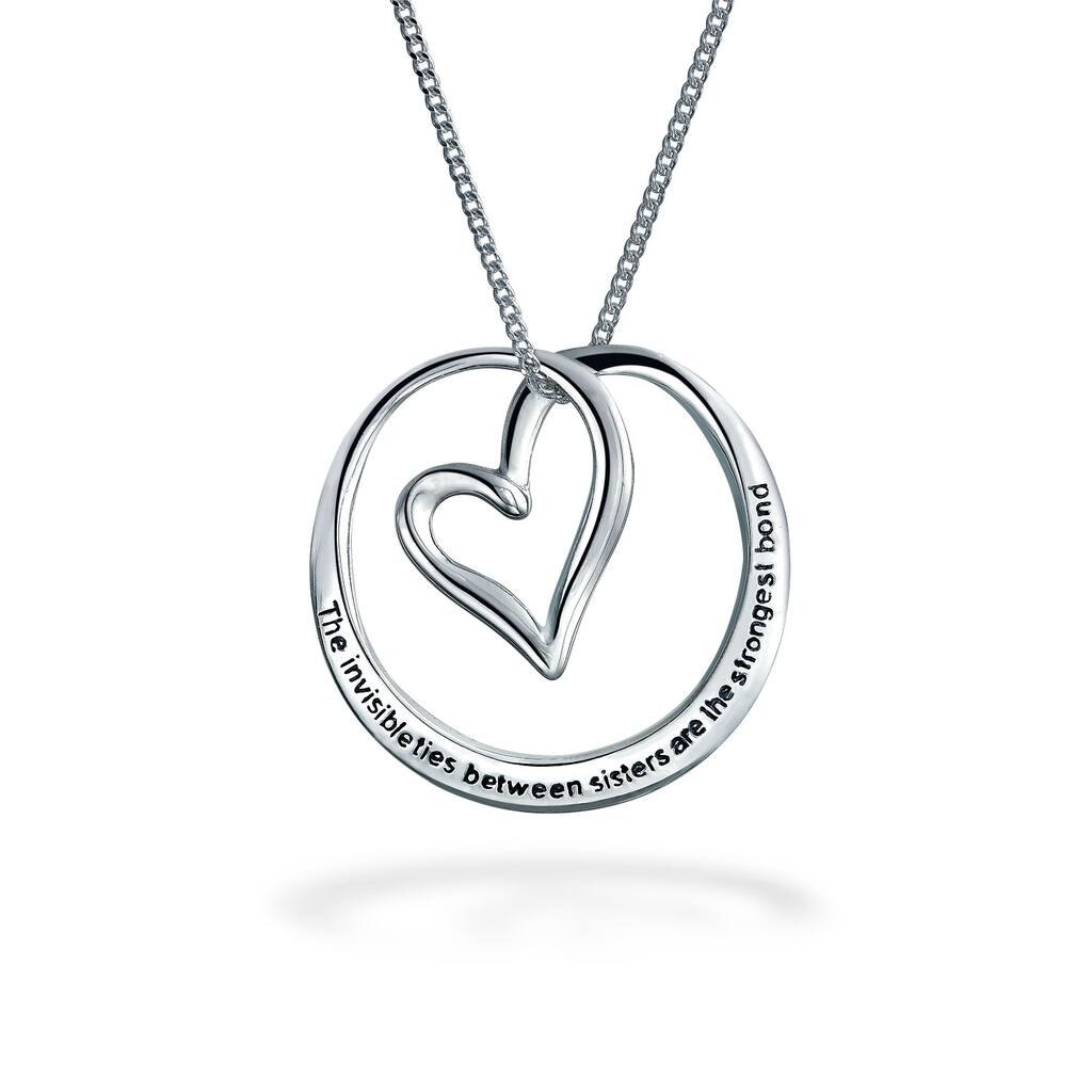 Inspirational Mantra Circle Pendant Necklace Rose Gold Sterling Silver for Teens - Silver A