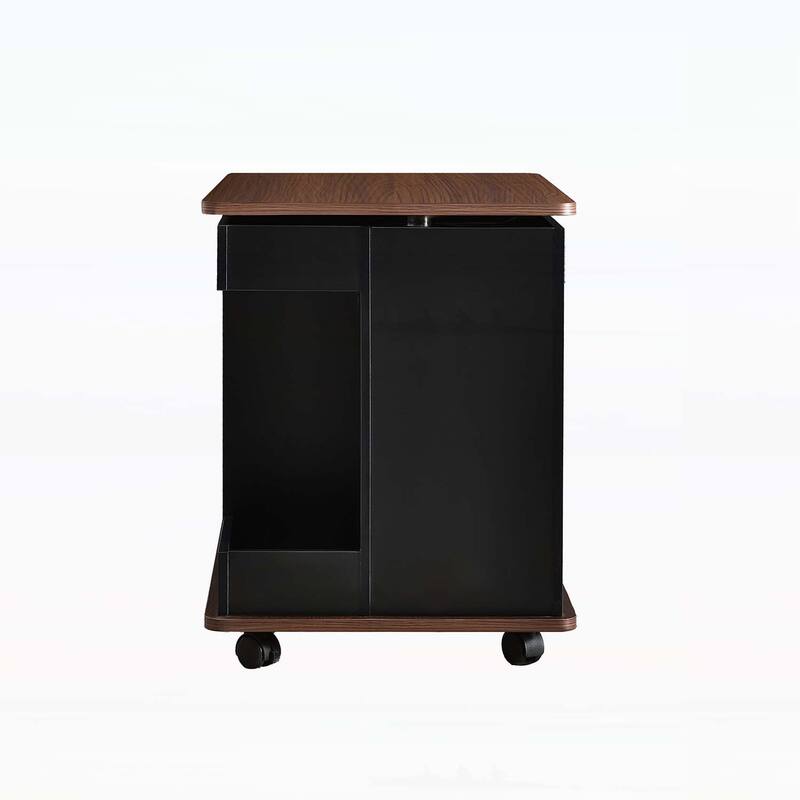 Modern Multifunctional Sofa Side Table with Lift-Top,360° Rotating Top and Storage Space for Living Room