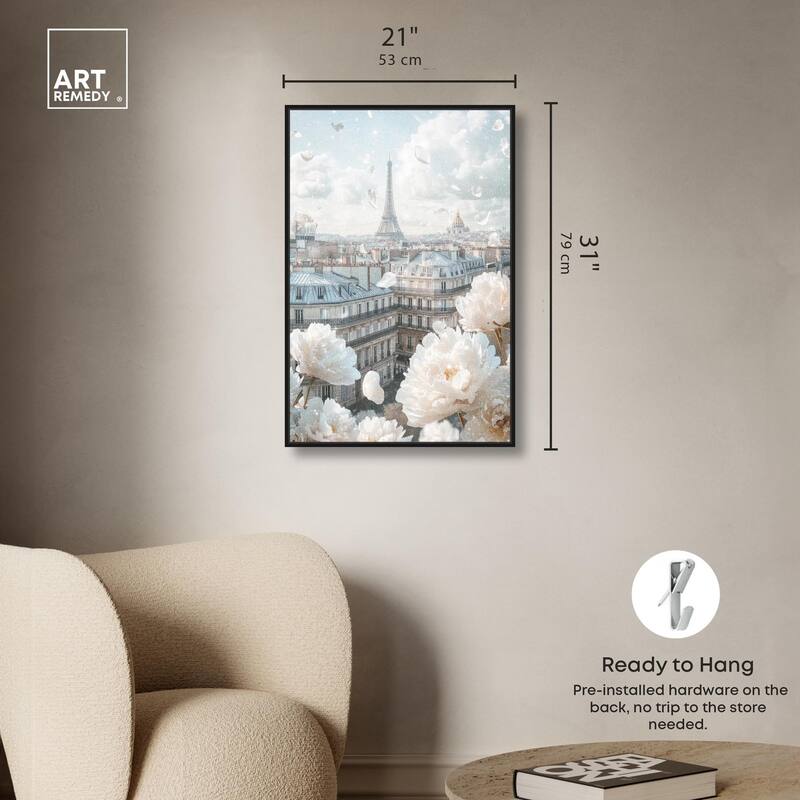 Peonies Over Paris Canvas by Art Remedy