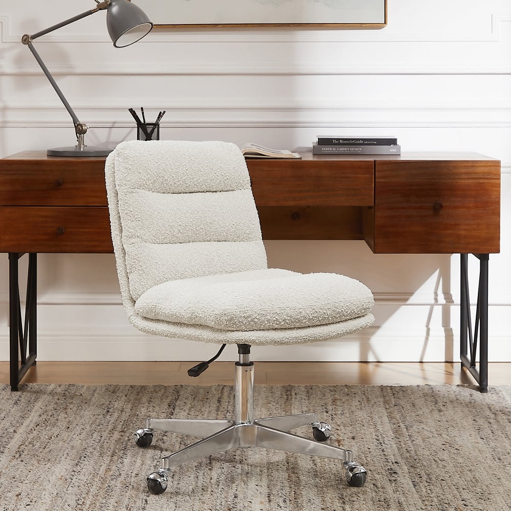 Art Leon Mid-Century Modern Genuine Leather Home Office Desk Chair