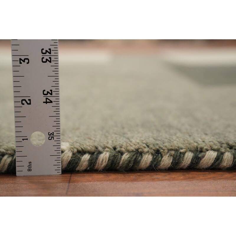 Hand Knotted Oriental 100% Wool Carpet Modern Geometric Green Gabbeh Area Rug - 7' 11'' X 6' 5''