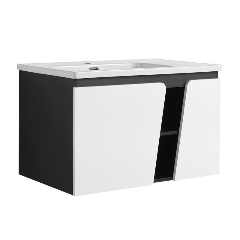 GDFStudio - Lennox Floating Bathroom Vanity with Ceramic Sink, Soft-Close Door